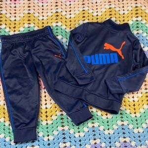 PUMA Unisex 2T Toddler Kids Navy Orange Tracksuit Pants Jacket Jogger Set